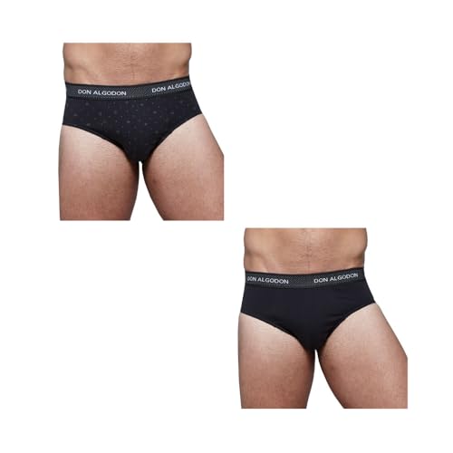 DON ALGODON Pack de 2 Calzoncillos Slip PS709 (FR/ES, Letras, L, Regular, Regular, Multicolor)