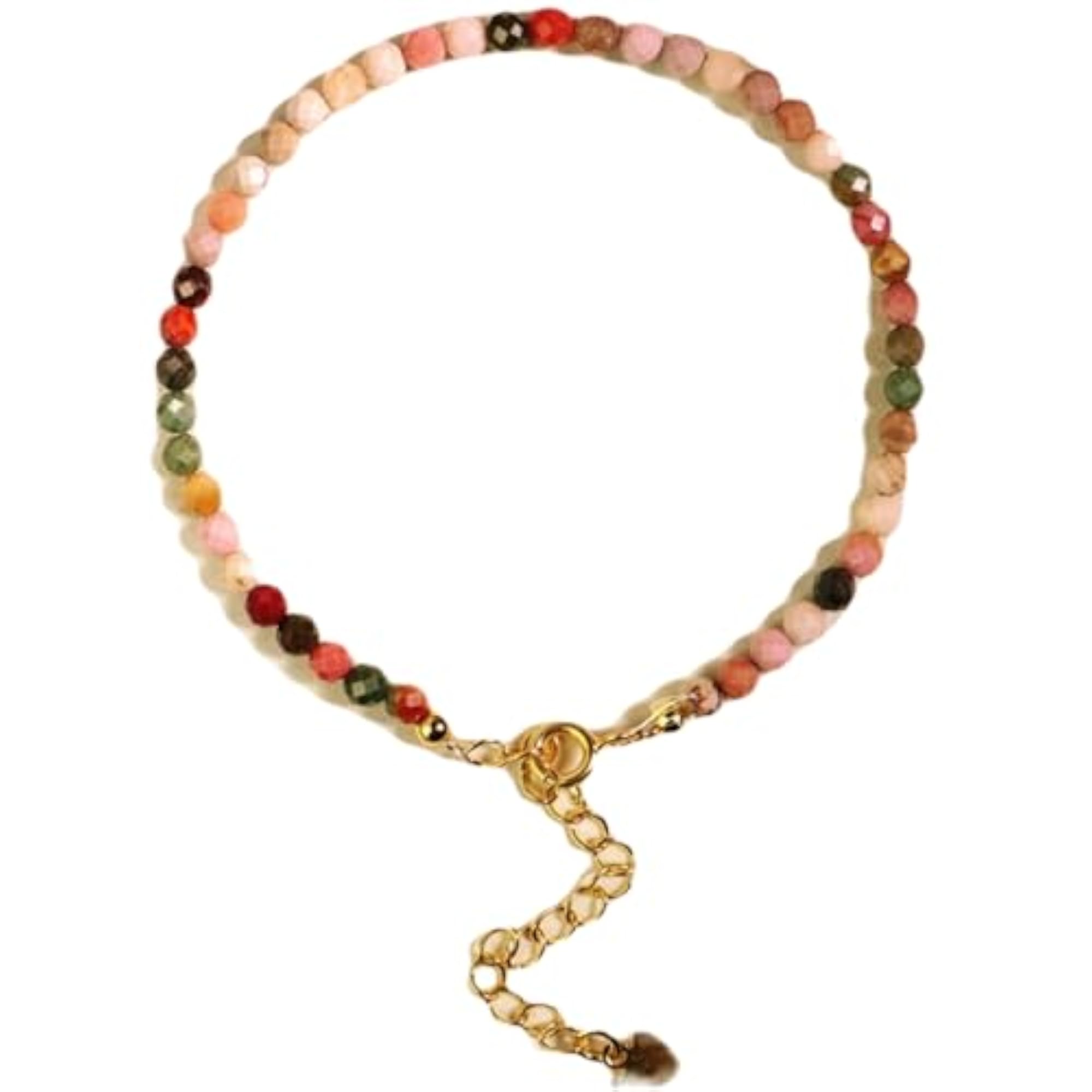 Crazy Lace Agate Round Beaded Bracelet, Adjustable Gold Lock
