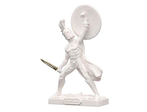 Helcee Handmade Alabaster Spartan Warrior (Leonidas) Statue 6.69 In #TOP1