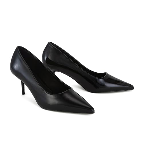 Women's Low Kitten Heels 2.6 Inch Closed Pointed Toe Heels Shoes Slip On Classic Office Dress Pumps3