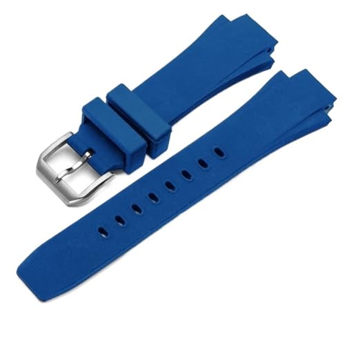 Silionceラバーピンバックル交換用腕時計バンド 26x16mm IWC Aquatimer IW354807(ブルーシルバー)用