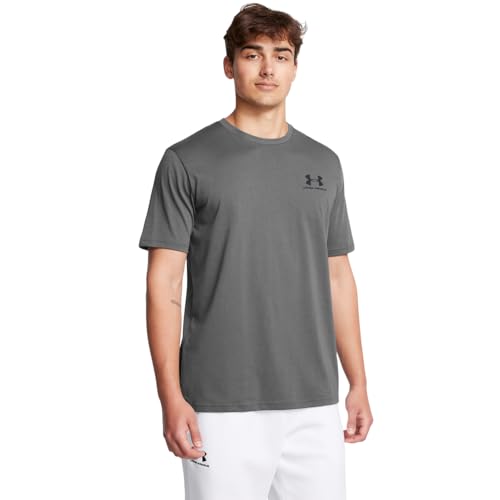Under Armour Men's Sportstyle Left Chest Short-Sleeve T-Shirt , (025) Castlerock / / Black , Medium
