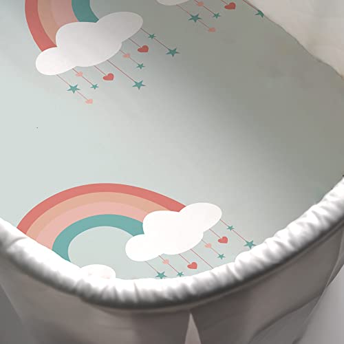 Image of JumpOff Jo - 2-Pack Hypoallergenic Fitted Bassinet Sheet for Baby Boys & Girls - Rectangular, Hourglass & Oval Crib Compatible, Soft, Breathable, Machine Washable