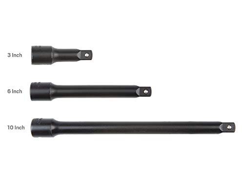 Image of TEKTON 1 /2 Inch Drive Impact Extension Set, 3-Piece | SIA92001 | 3, 6, 10 in. Extensions