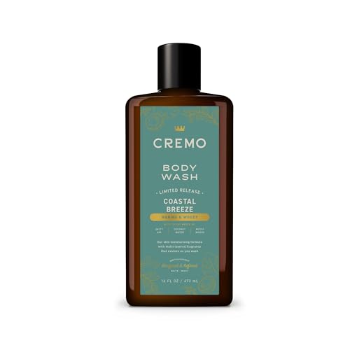 Cremo Rich-Lathering Coastal Breeze Body Wash Men, Notes of Salty Air, Coconut Water, and Mossy...