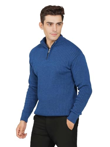 Image of LOQUE Men's Wool Blend Selection Sweater Half Zip High Neck Pullover Warm Casual Winter Wear for Office and Travel