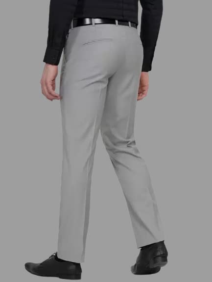Image of VILLAIN Solid Mid-Rise Stretchable Men's Formal Trousers