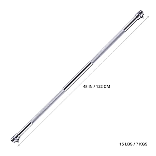 AmStaff 48" Straight Ez Curl Lat Pull Down Bar with Revolving Double Hook for Dual Pulley Cable Machines, Functional Trainer Multi-Purpose Attachment