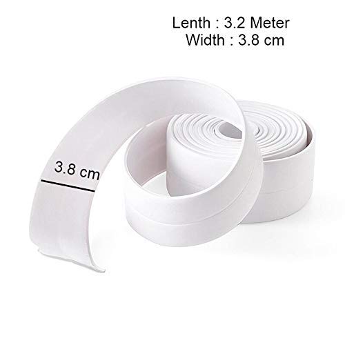 Orrda Caulk Strip, PVC Self Adhesive Wall Seal Ring Caulk Tape Caulking Sealing Tape for Kitchen Countertop, Sink, Bathroom, Toilet and Bathtub Floor Wall Edge Protector (3.2 Meter,White)