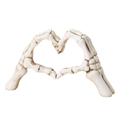 Estatua Decorativa Manos de Esqueleto en Forma de Corazón 6.3"