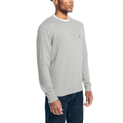 Nautica Men’s Striped Crew Sweater (US, Alpha, Large, Regular, Regular, Gray Heather)3