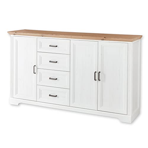 Stella Trading JASMIN Sideboard in Pinie hell, Artisan Eiche Optik - Kommode im Landhausstil mit Schubladen und viel Stauraum - 182 x 102 x 41 cm (B/H/T)