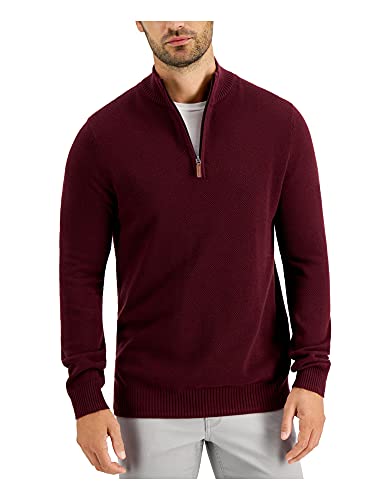 Club Room Mens Quarter-Zip Mock Neck Sweater Purple S