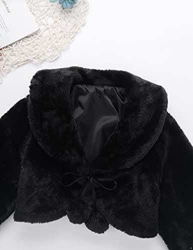 Kids Girls Winter Faux Fur Long Sleeve Bolero Shrug Party Wedding Flower Dress Coat Sweater Cardigan3