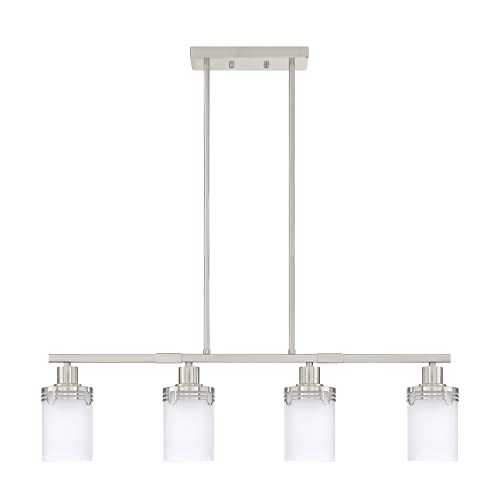 Doraimi Lighting 4 Light Kitchen Island Chandelier Hollow Lamp Cup Brushed Nickel Finish Modern Pendant Light Ceiling Lighting Fixture Frosted Glass Dining Room Bar Café Kitchen Island #TOP26