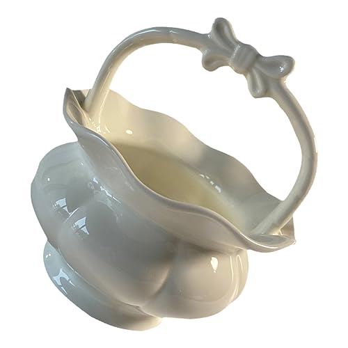 Cabilock Scatola Cestino di fiori in porcellana in ceramica cestino portaoggetti da cucina Contenitore ornamentale bim furniture soprammobile moderno fiore del cestino portaoggetti bianca
