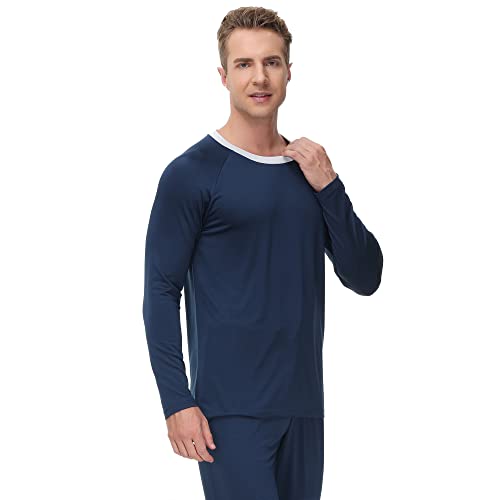 INK+IVY Men's Sleepwear Pajama Top Long Sleeve Crewneck T-Shirt, Soft Sueded Jersey Tee Loungewear, Undershirt4