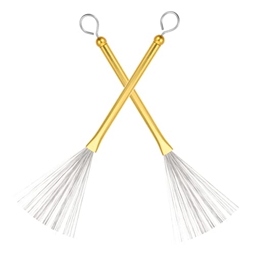 ifundom Metal Drum Brush Set 1 Pair Retractable Steel Drum Brush Non-slip Handle Easy to Carry