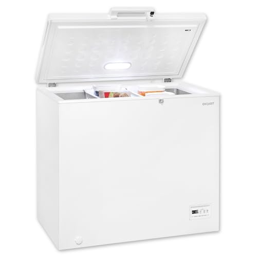 Exquisit Congelador, función de refrigeración, 2 en 1, 198 litros, cerradura de la puerta, congelación de 4 estrellas, congelación rápida, 2 rollos, GT201-HE-040E blanco