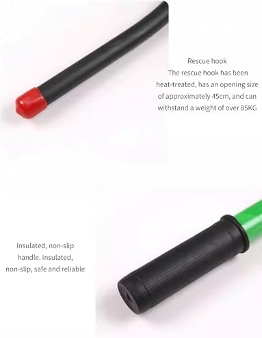 High Voltage Insulated Hook Stick, 0.4Kv-220Kv, Detachable Hook, 300cm/117in, Safety Utility Tool for Electricians, Includes Storage Bag (Green)