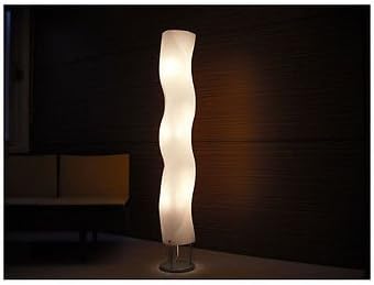 Floor Lamp Jk102l Contemporary Modern Lighting New Decor Design with White Plastic Wave Shade Metal Base for Living Room,Bedroom (LED Bulb prefered)