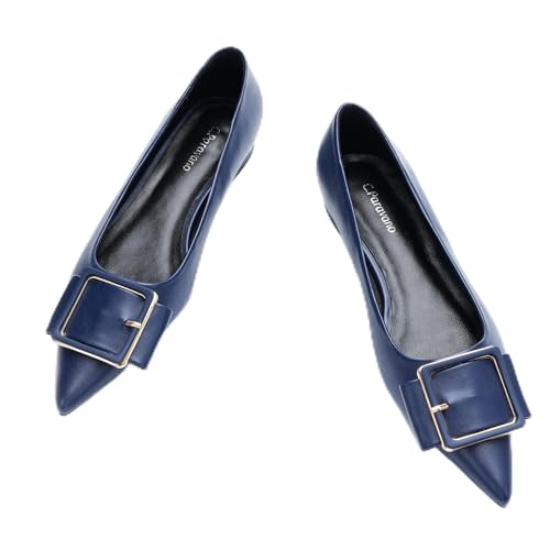 C.Paravano Women's Pointed Toe Flats | Elegant Slip-On Ballet Flats | Comfortable Dressy Shoes for Work Party Daily Wear(Size 8.5,Navy)
