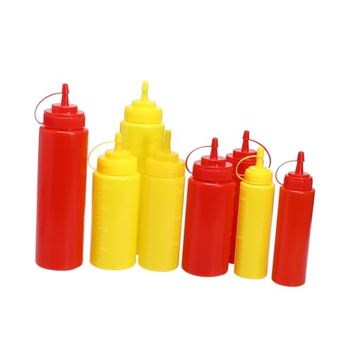 Cabilock 8Pcs Plastic Squeeze Bottles for Sauces Condiment Dispensers for Ketchup Jam and Dressings Space Saving Kitchen Tools