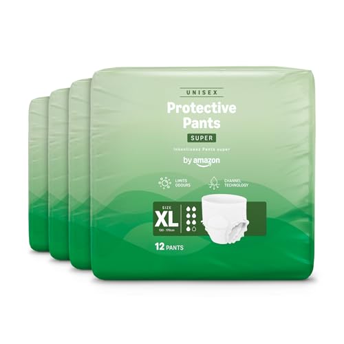 by Amazon Ropa Interior para Incontinencia, Unisex, Talla XL, 48 Unidades (4 Paquetes de 12)