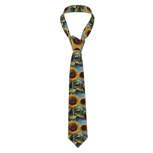 Corbata para hombre WHJSSF óleo sobre lienzo con estampado de girasol, 57 x 3.1 pulgadas, corbata de poliéster de fácil cuidado para trajes, bodas, fiestas y regalos