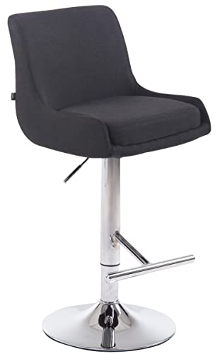 TPFLiving Taburete de bar Cludo con cómodo respaldo y cómodo reposapiés. Taburete para barra y cocina. Estructura de metal cromado. Asiento: tela negra