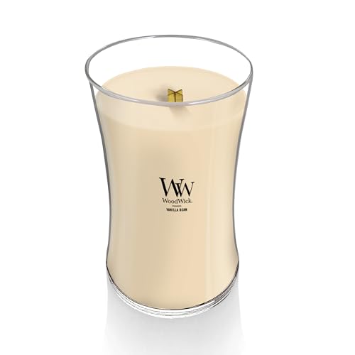 Image of WoodWick Vanilla Bean Holiday Candle Gifts for Women and Men, 21.5 oz Large Hourglass Candle with Crackling Wick