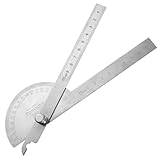 Heclia 180° Winkelmesser Edelstahl, Präzisions Winkelmesser für Holzbearbeitung, Metallbau, Bauwesen und Heimwerker, Verstellbarer Winkelmessers mit Rundskala für präzises Messen, Profi Messwerkzeug
