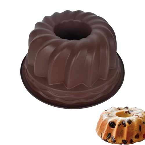 Gugelhupfform Silikon Ø 24 cm Silikon Backform Antihaft Gugelhupf Backform Temperaturbeständig Kugelhupf Backform für Gugelhupf Marmor Rührkuchen Brot (Dunkelbraun)