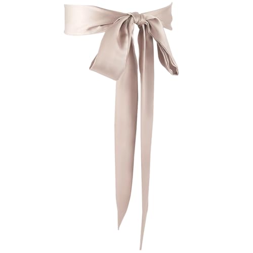 CRASPIRE 75x2in Sash Stain Waist Belts for Dress Long Thin Chiffon Silk Tie Bow Belt Brown Scarf Scarves Skinny Neck Tie Ribbon Neckerchief for Formal Bridal Wedding Women Girls Gown Party Clothes