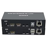4K HDTV 120M KVMエクステンダーHDMI互換USBエクステンダー、CAT6 RJ45 Lanイーサネットエクステンダー、ループ3.5mmオーディオIR制御付き (120M)