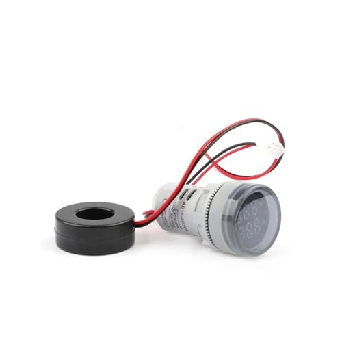 交流電圧表示デジタルLED電圧計 22mm AD16-22DVA 丸型 LED デュアルディスプレイ 電圧電流計 60-500V 電流計 デジタル電圧電流計インジケーター(White)