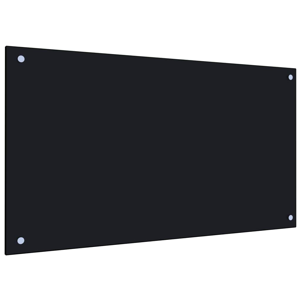AUVYI Küchenrückwand aus Hartglas 90x50 cm Schwarz Spritzschutz Glas Herd Spritzschutz Glas Spritzschutz Küche Glas Spritzschutz Hinter Herd Küchen Wandschutz Glasplatte Küche