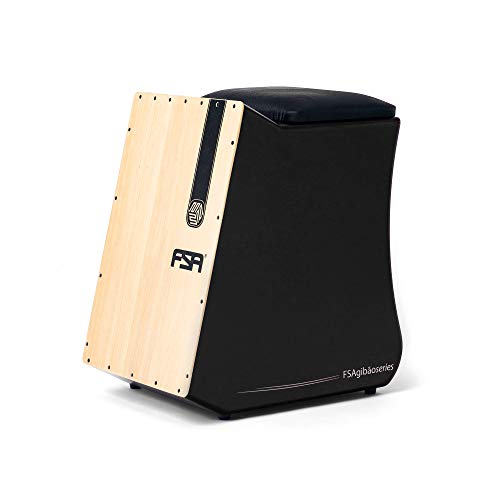 Cajon FSA Instrumento de Percussão Profissional Feito à Mão - Graves Profundos, Som de Caixa Nítido, Madeira Brasileira, Design Ergonômico de Inclinação FGB6501 PRETO