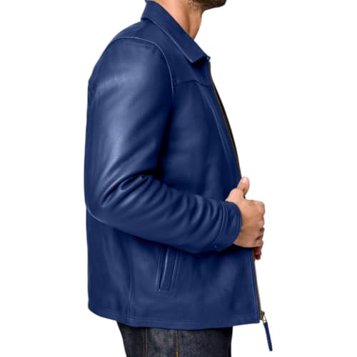 Image of Isaac & David Chicago Men's New Black /Brown Lambskin Leather Classic Open Bottom Jacket Motorcycle Vintage Racing Jacket