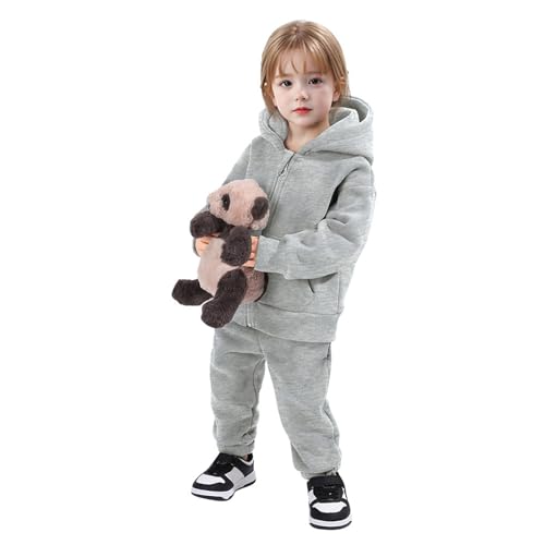 Kids Girls Hoodie Sweatsuit Set 2 Piece Hooded Sweatshirt Elastic Jogger Sweatpants Tracksuit Solid Athletic Outfits