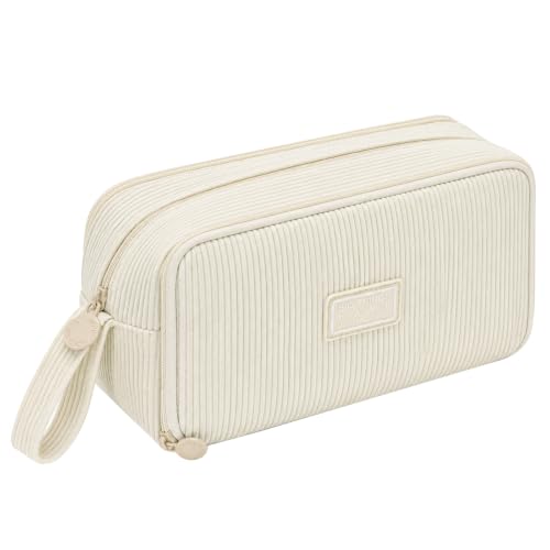 JEFURE Federmäppchen, Mäppchen Cord-Stoff mit 3 Fächer, Beige