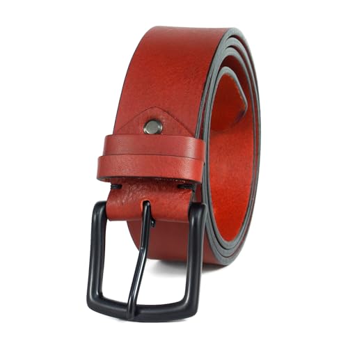 Men's Leather Belt - Handmade Belts for Men with Buckle, Full Grain Leather Belts, Casual & Dress & Reversible