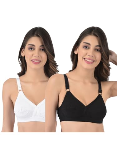 Image of Softline Women's 100% Cotton Wire-Free Non-Padded B-Cup Bra Combo | Full Coverage, Breathable & Skin-Friendly for All-Day Comfort | Supportive Fit for Daily & Casual Wear | Pack of 2