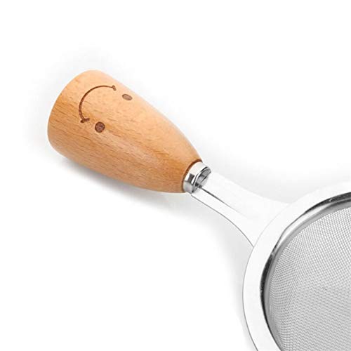 Tamiz Cucharón colador de Acero Inoxidable con Mango de Madera Tamiz de harina Fruta Verdura Filtro de Agua Sopa Colador Utensilios de Cocina.