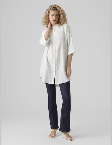 VERO Moda Damen Vmnatali 3/4 Long Overshirt Noos Kleid, Snow White, L EU – Ansicht 2