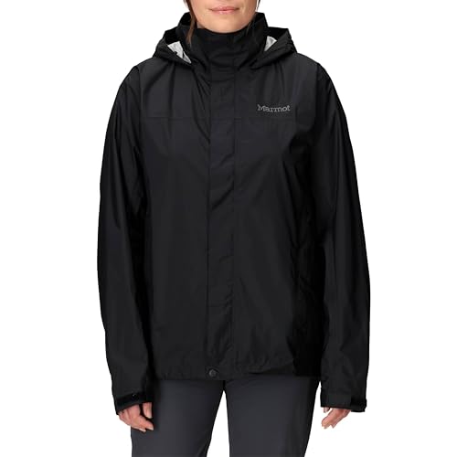 MARMOT Women's PreCip Eco Lightweight & Waterproof Rain Jacket, Black - Latest Collection, X-Large
