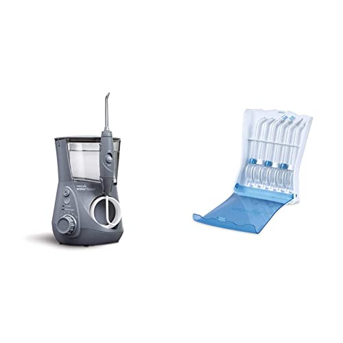 Waterpik Convenient Hygienic Sturdy Storage Case for Replacement Tips, 6 Count AND Water Flosser Electric Dental Countertop Oral Irrigator For Teeth â Aquarius Professional, WP-667 Modern Gray