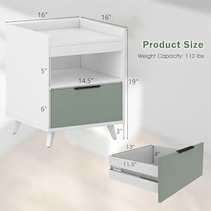 Giantexnightstandwithdrawer3tierbedsidetablewithstoragedraweropencompartment16x16endtablew4metallegsmodernsidetablenightstandforbedroomwhitegreen Urban Country Home Decor Giantex nightstand with drawer 3 tier bedside table with storage drawer open compartment 16 x 16 end table w 4 metal legs modern side table night stand for bedroom white green urban country home decor