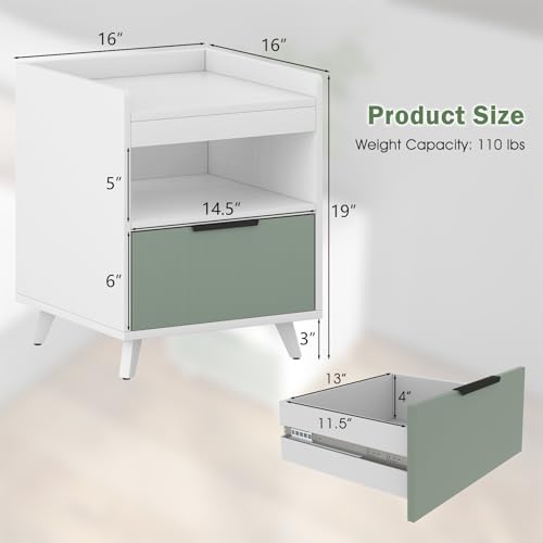 Giantexnightstandwithdrawer3tierbedsidetablewithstoragedraweropencompartment16x16endtablew4metallegsmodernsidetablenightstandforbedroomwhitegreen Urban Country Home Decor Giantex nightstand with drawer 3 tier bedside table with storage drawer open compartment 16 x 16 end table w 4 metal legs modern side table night stand for bedroom white green urban country home decor