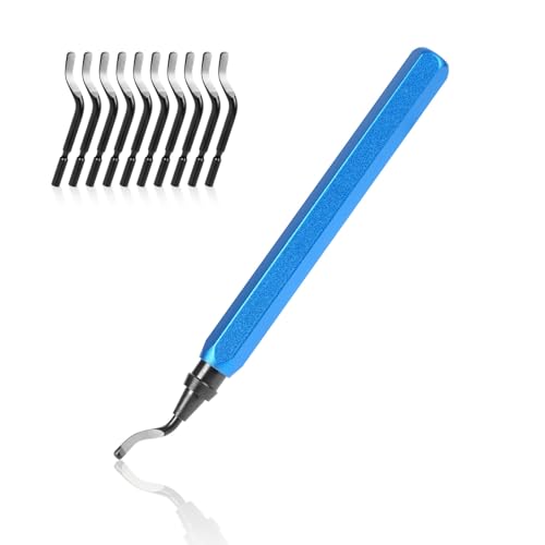 flintronic Tooling Deburring Tool Kit, Aluminum Alloy Hand Deburring Tool Set with 11 BS1010 Blades, 360°Rotary Manual Deburring Cutter Burr Remover for 3D Prints Pipe, Plastic, Copper, PVC, Steel